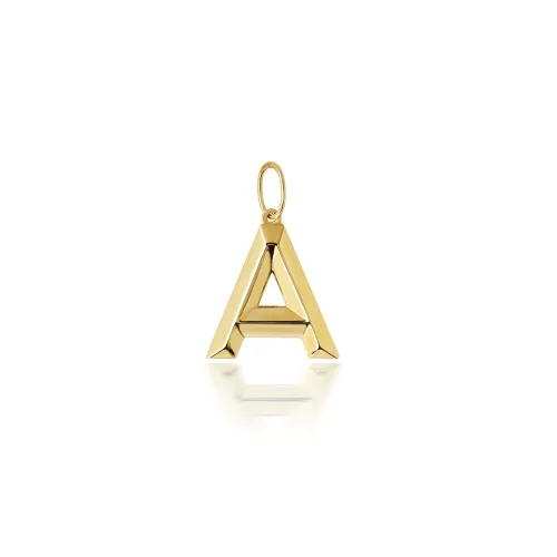 9ct Yellow Gold Initial Pendant A 13.3X14mm